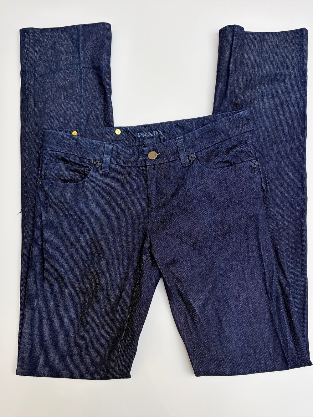 Prada Women's Dark Blue Denim Straight Leg Jeans